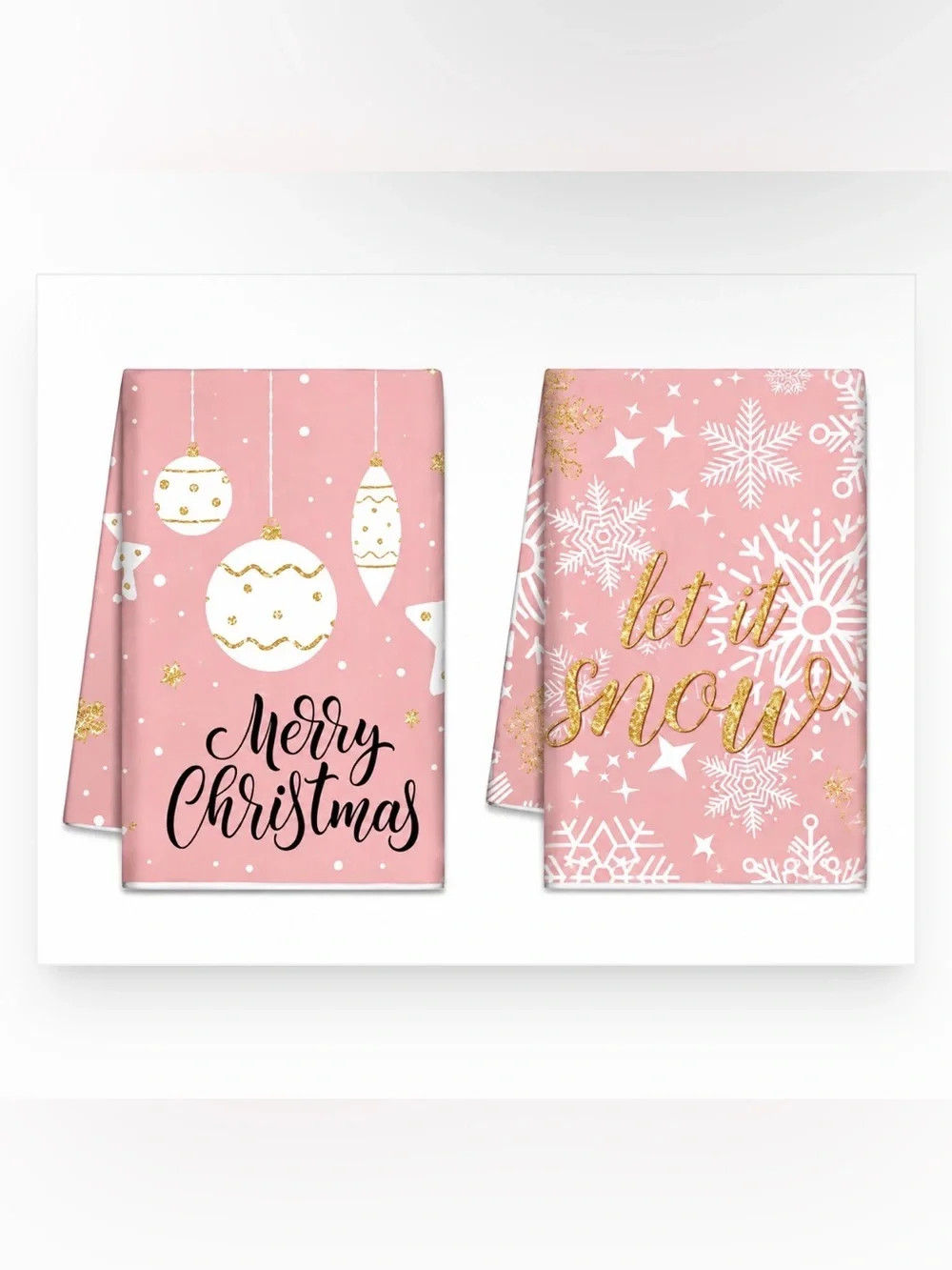 *BUY NOW* Pink Christmas Microfiber Towels - Set of 2